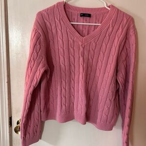 GAP Pink Cable Knit Crew Neck Sweater
